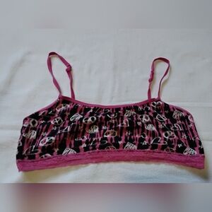 ​Joe Boxer Pink & Black Graffiti Print Bralette - XL